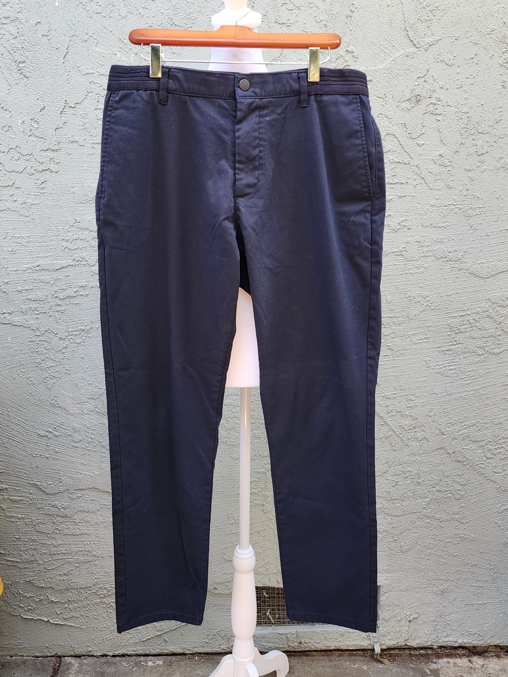 Zara Men's Navy Blue Chino Pants - Slim Fit Flat Front Casual Trousers Slacks